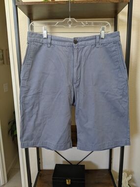 Dockers Light Gray Blue Flat Front Chino Shorts 32 Waist 100% Cotton